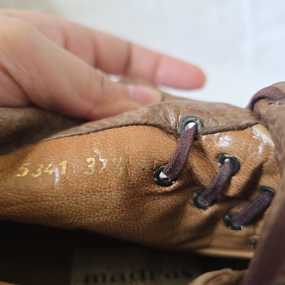 VTG Women's Witchy‎ Pointed Lace Up Leather Booties Sz 7.5 Italy Made Festival - Picture 4 of 14